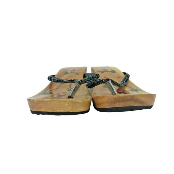 Beach Feet Womens Black Casual Cuban Heel Slip On Flip Flop Sandal Size‎ US 8 - Picture 3 of 11